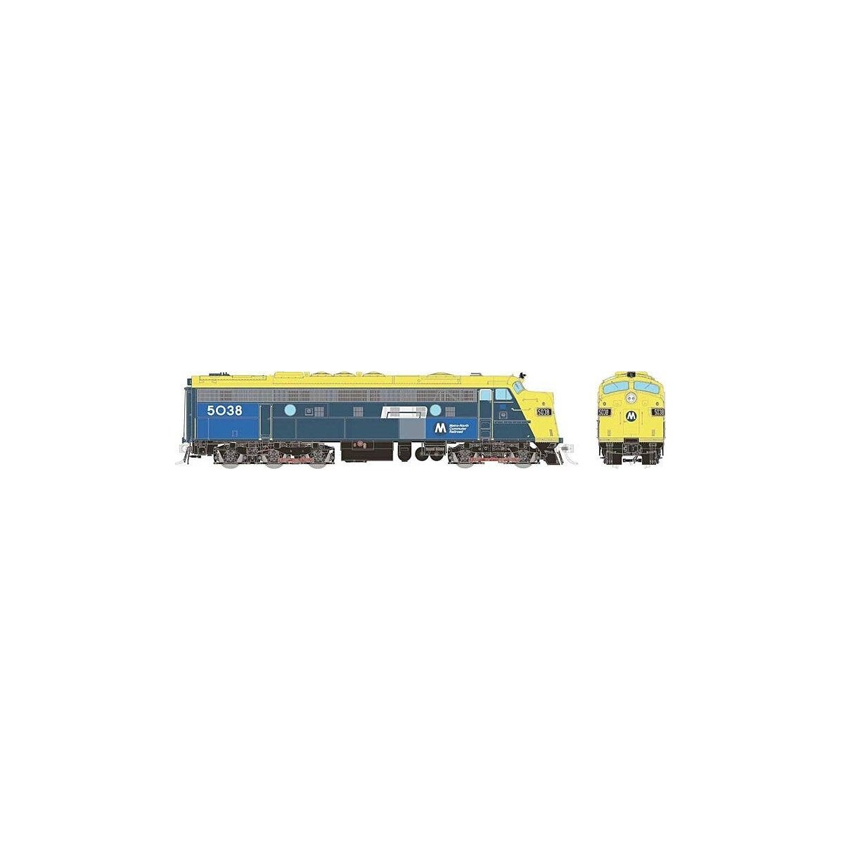 EMD FL9 - Sound & DCC -- Metro North 5038 (Patched, blue, yellow), HO, Rapido Trains Inc 14570