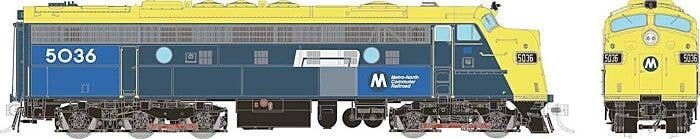 EMD FL9 - Sound & DCC -- Metro North 5036 (Patched, blue, yellow), HO, Rapido Trains Inc 14569