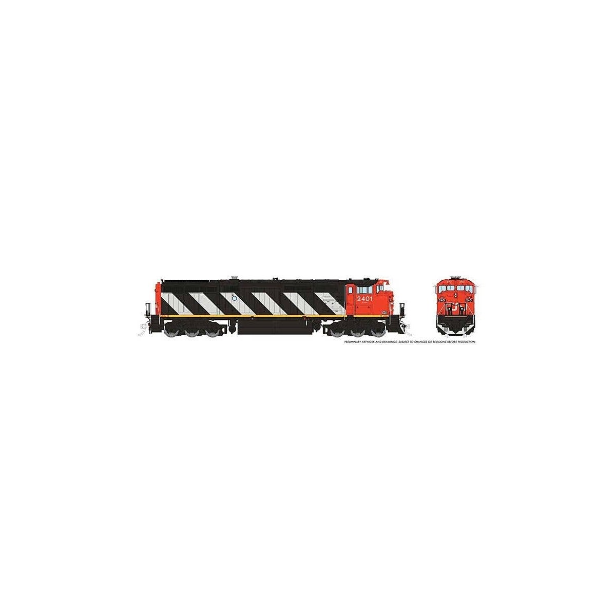 GE Dash 8-40CM - Sound and DCC -- Canadian National 2423 (Stripes Scheme, black, white, red), HO, Rapido Trains Inc 24505