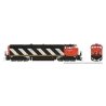 GE Dash 8-40CM - Sound and DCC -- Canadian National 2423 (Stripes Scheme, black, white, red), HO, Rapido Trains Inc 24505