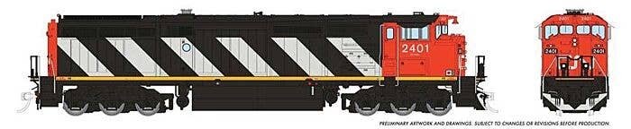 GE Dash 8-40CM - Sound and DCC -- Canadian National 2423 (Stripes Scheme, black, white, red), HO, Rapido Trains Inc 24505