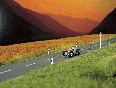 Asphalt Country Road - 39-3/8 x 2-5/8′ 1m x 66mm -- With White Line Markings, HO, Busch Gmbh & Co Kg 6033