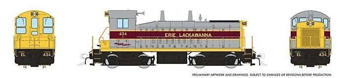 EMD SW9 - ESU LokSound and DCC -- Erie-Lackawanna 434 (gray, maroon, yellow), HO, Rapido Trains Inc 27578