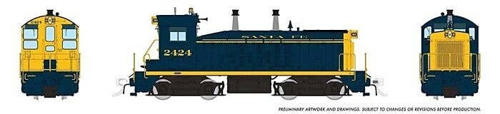 EMD SW9 - ESU LokSound and DCC -- Santa Fe 2428 (Bookend, blue, yellow), HO, Rapido Trains Inc 27563