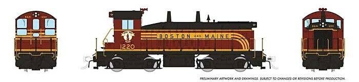 EMD SW9 - ESU LokSound and DCC -- Boston & Maine 1224 (As-Delivered, maroon, Harvest Gold), HO, Rapido Trains Inc 27567