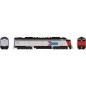 Rebuilt EMD E8A with Head-End Power HEP - LokSound & DCC -- Amtrak 499 (Phase I silver, red, blue, white, black Large Arrow Logo