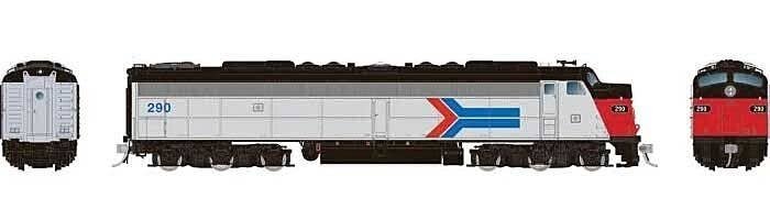 Rebuilt EMD E8A with Head-End Power HEP - LokSound & DCC -- Amtrak 499 (Phase I silver, red, blue, white, black Large Arrow Logo