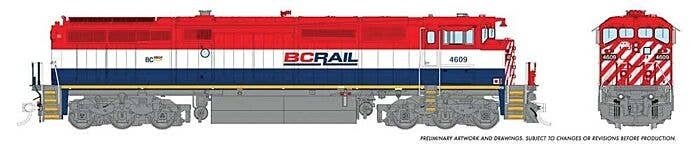 GE Dash 8-40CM - Sound and DCC -- British Columbia Railway 4621 (red, white, blue, yellow Frame Stripe), HO, Rapido Trains Inc 2
