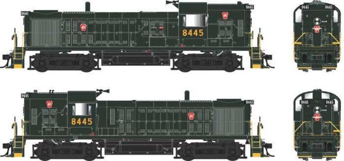 Alco RS3 Hammerhead High Hood - ESU LokSound and DCC -- Pennsylvania Railroad 8445 (No Trainphone Antenna, Brunswick Green, Smal