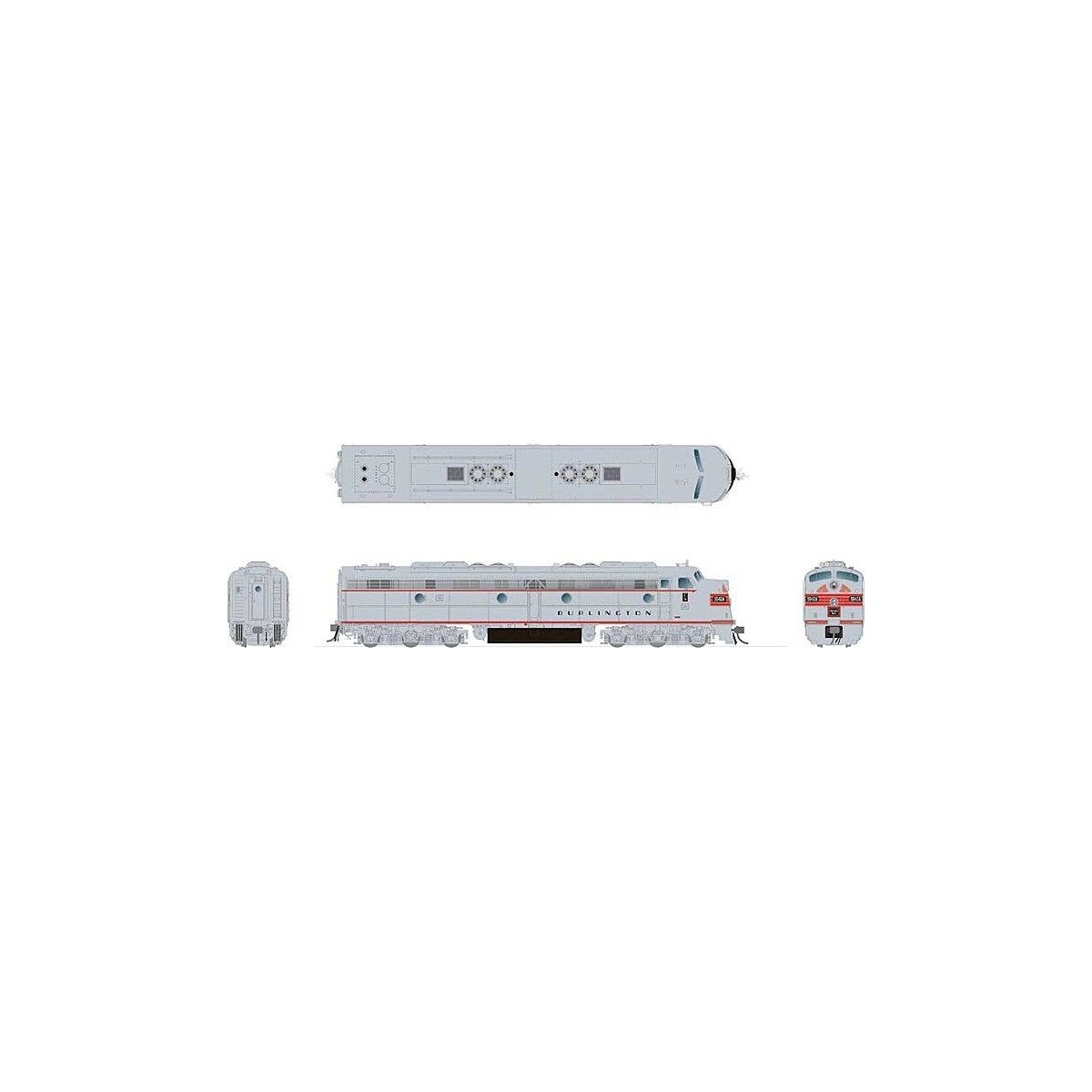 EMD E8A - Sound and DCC -- Chicago, Burlington & Quincy 9945A (silver, red), HO, Rapido Trains Inc 28506