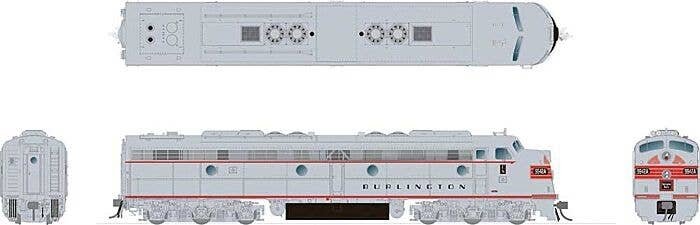 EMD E8A - Sound and DCC -- Chicago, Burlington & Quincy 9945A (silver, red), HO, Rapido Trains Inc 28506