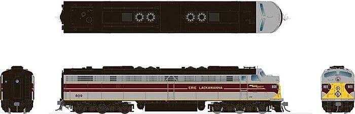EMD E8A - Sound and DCC -- Erie Lackawanna 816 (gray, maroon, yellow), HO, Rapido Trains Inc 28521