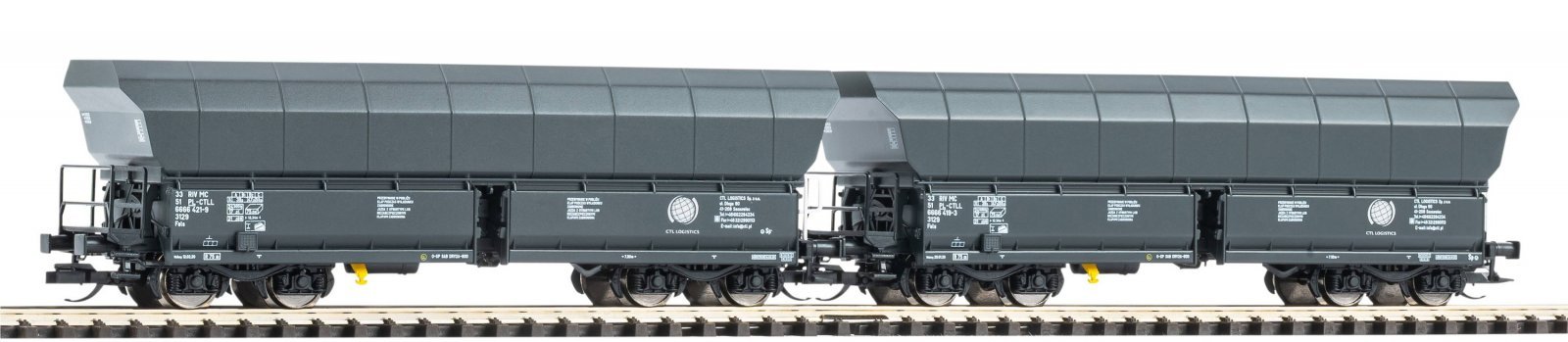 TT-2-Piece Set Bulk Freight Car Falns PL-CTL VI, TT, PIKO 47854
