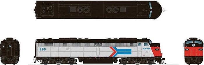 EMD E8A - Sound and DCC -- Amtrak 296 (Phase I silver, red, blue, black Arrow Logo), HO, Rapido Trains Inc 28503