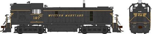 Alco RS3 Hammerhead High Hood - ESU LokSound and DCC -- Western Maryland 197 (black, yellow, Speed Lettering), HO, Bowser Manufa