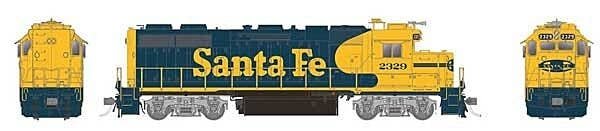 EMD GP38 Low Nose - Sound and DCC -- Santa Fe 2329 (Warbonnet, No Class Lights, blue, yellow), HO, Rapido Trains Inc 38503