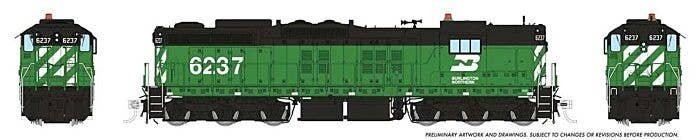 EMD SD9 High Nose - ESU LokSound and DCC -- Burlington Northern 6237 (Cascade Green, black, white), HO, Rapido Trains Inc 50629