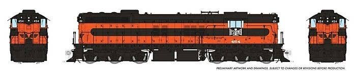 EMD SD7 High Nose - ESU LokSound and DCC -- Bessemer & Lake Erie 454 (Early, orange, black), HO, Rapido Trains Inc 50603