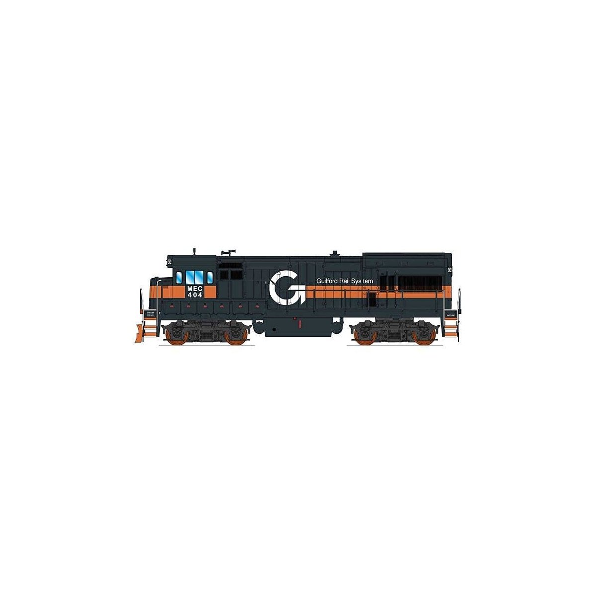GE U18B - LokSound and DCC -- Guilford Rail System MEC (gray, orange, white), HO, Intermountain Railway Company 49479S