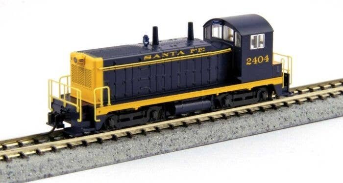 EMD NW2 - Sound and DCC -- Santa Fe 2414 (Pinstripe, blue, yellow), N, Kato USA Inc 1764376S