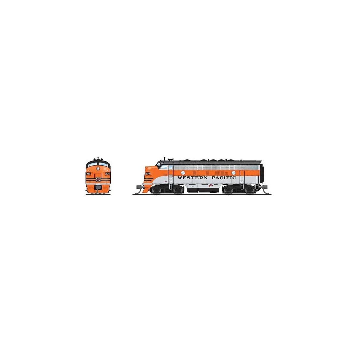 EMD F7 A-Unpowered B Set - Sound and DCC - Paragon4(TM) -- Western Pacific 913-A, 914-C (silver, orange, black), N, Broadway Lim