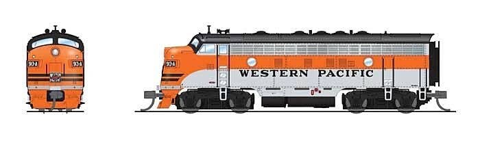 EMD F7 A-Unpowered B Set - Sound and DCC - Paragon4(TM) -- Western Pacific 913-A, 914-C (silver, orange, black), N, Broadway Lim