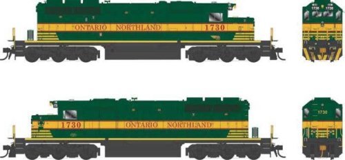 GMD SD40-2 - LokSound 5 and DCC - Executive Line -- Ontario Northland 1730 (Heritage Scheme, green, yellow, red), HO, Bowser Man