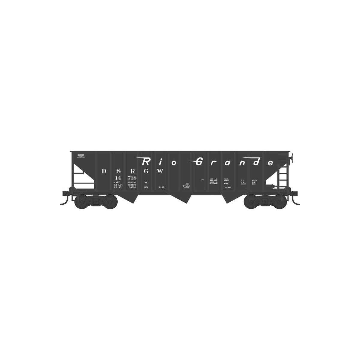 70-Ton 12-Panel 3-Bay Hopper - Ready to Run - Denver & Rio Grande Western - H0 - Walthers 6-42935