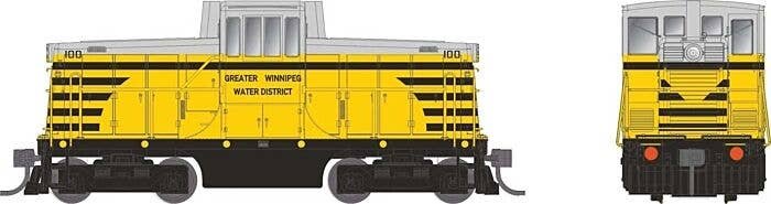 GE 44-Tonner - Sound and DCC -- Greater Winnipeg Water District 100 (yellow, black, gray), HO, Rapido Trains Inc 48550