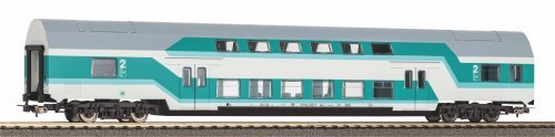 Double-Deck Car DBmu 748 mint green DR Era IV, HO, PIKO 53116