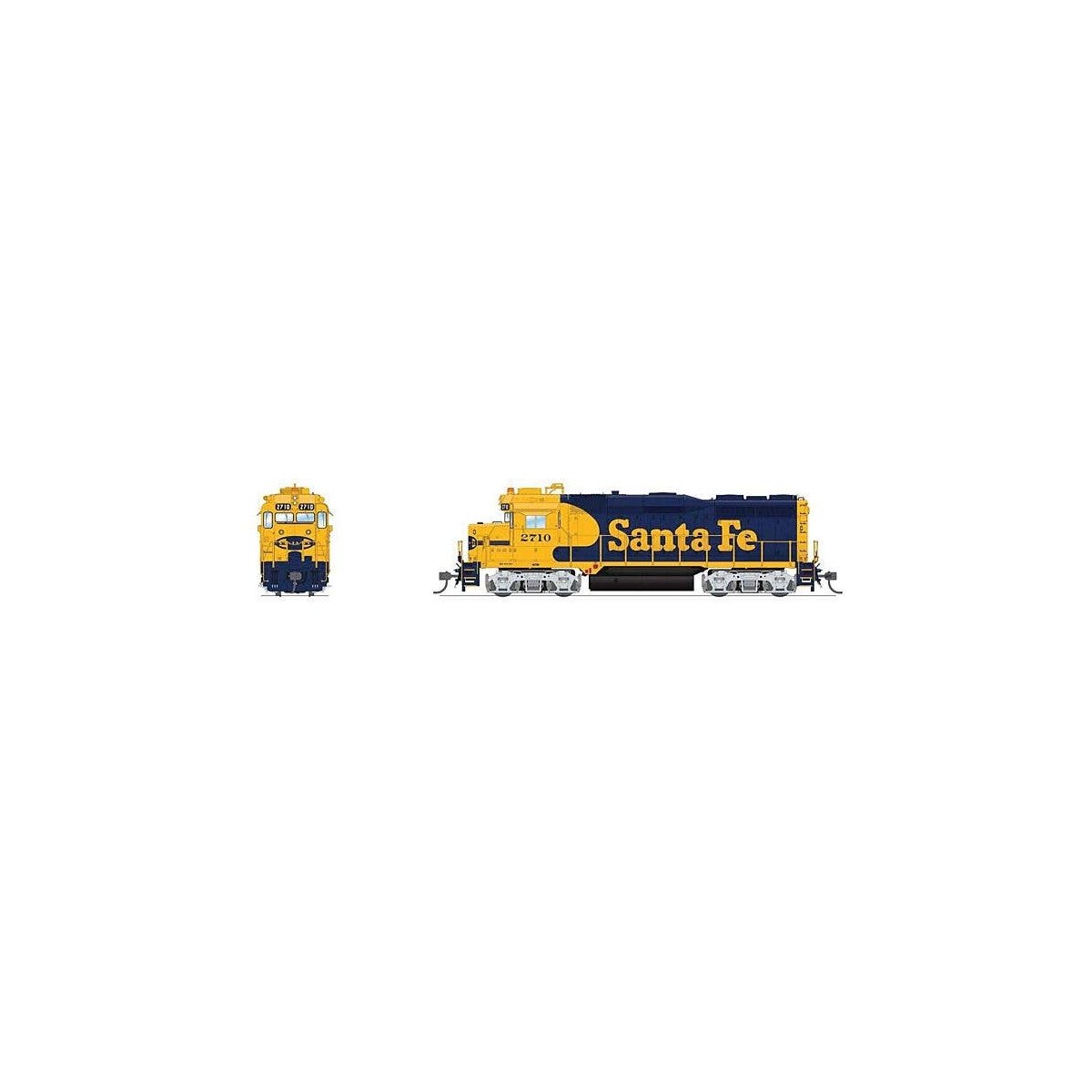 EMD GP30 Low Nose - Standard DC - Stealth -- Santa Fe 2713 (Warbonnet, blue, yellow), HO, Broadway Limited Imports 9561