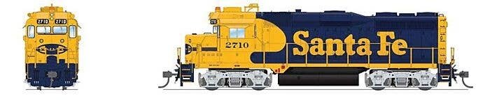 EMD GP30 Low Nose - Standard DC - Stealth -- Santa Fe 2713 (Warbonnet, blue, yellow), HO, Broadway Limited Imports 9561