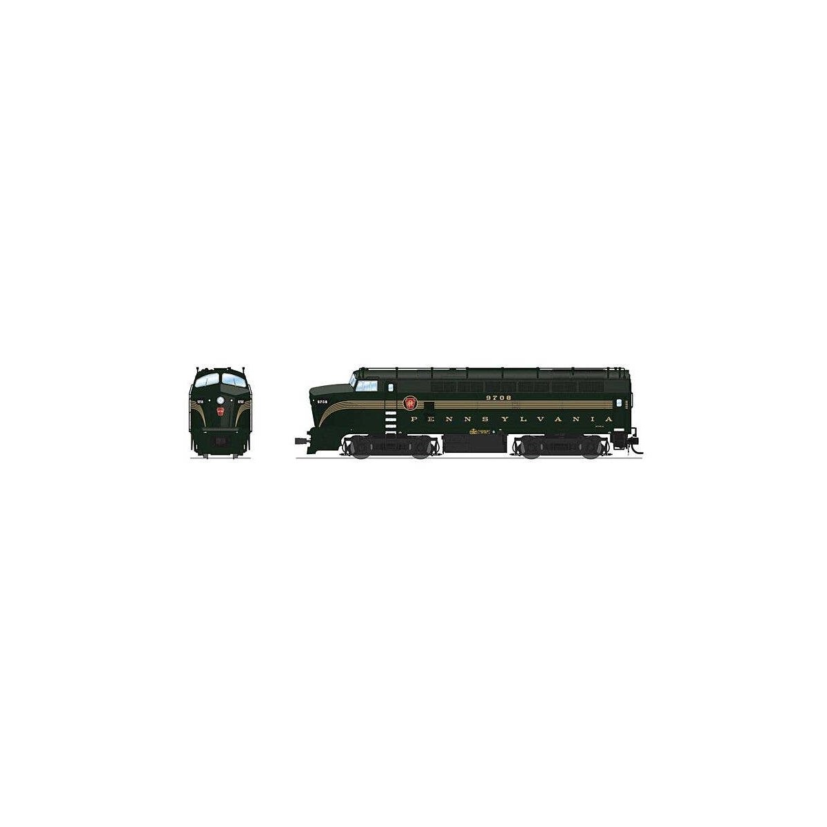 Class BF16 Baldwin RF16A Sharknose A - Sound & DCC - Paragon4(TM) -- Pennsylvania Railroad 9709 (Trainphone 5-Stripe, Brunswick 