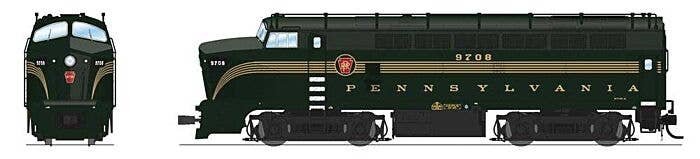 Class BF16 Baldwin RF16A Sharknose A - Sound & DCC - Paragon4(TM) -- Pennsylvania Railroad 9709 (Trainphone 5-Stripe, Brunswick 