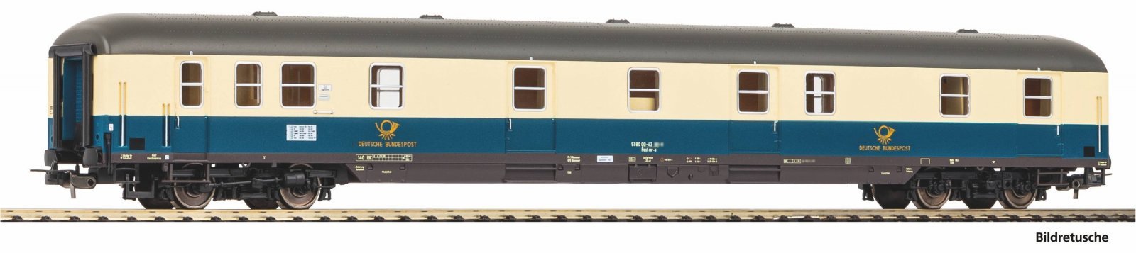 Mail Car ozeanblau-beige DB Era IV, HO, PIKO 53389