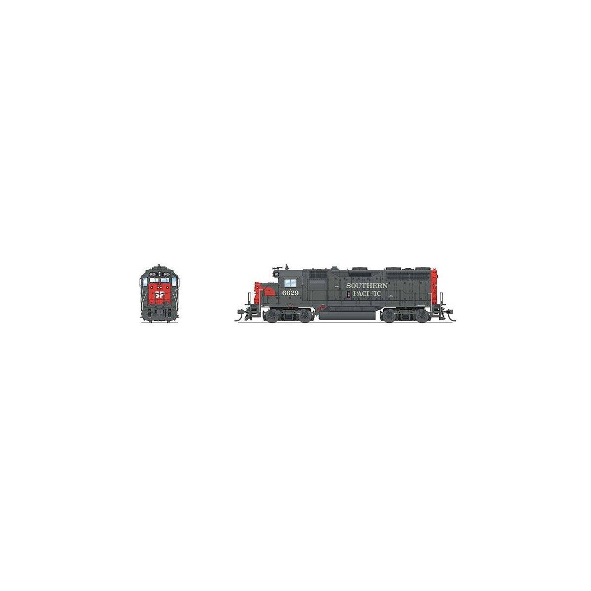 EMD GP35 Low Nose - Standard DC - Stealth -- Southern Pacific 6629 (gray, red), HO, Broadway Limited Imports 8228