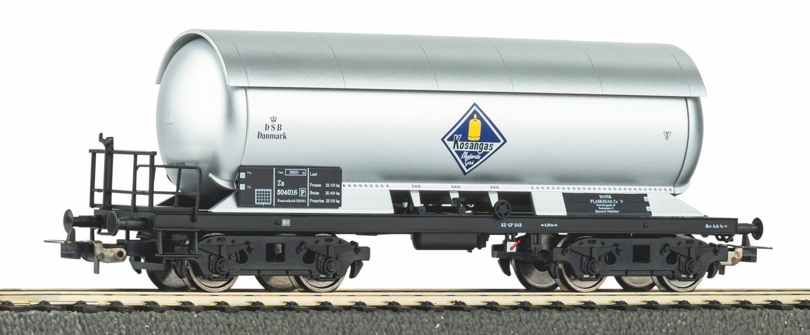 Pressurized Gas Tank Car Kosangas DSB Era III, HO, PIKO 54531