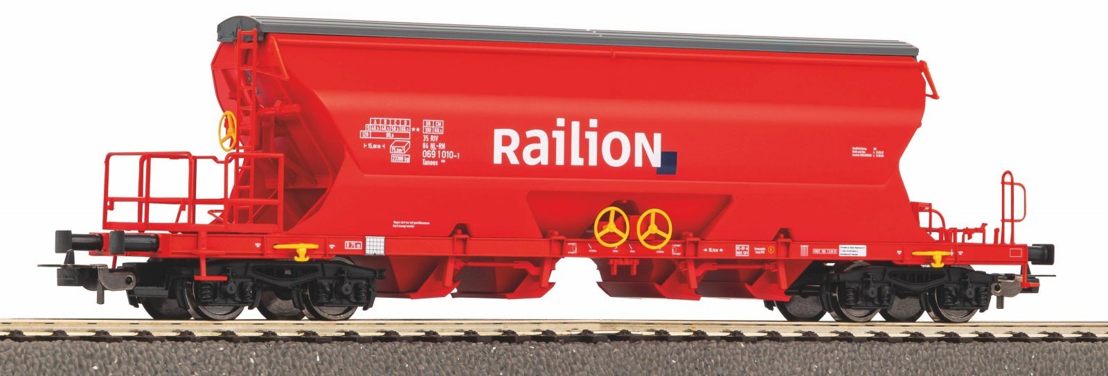 Center Self-Unloading Car Tanoos Railion-NS VI, HO, PIKO 54639