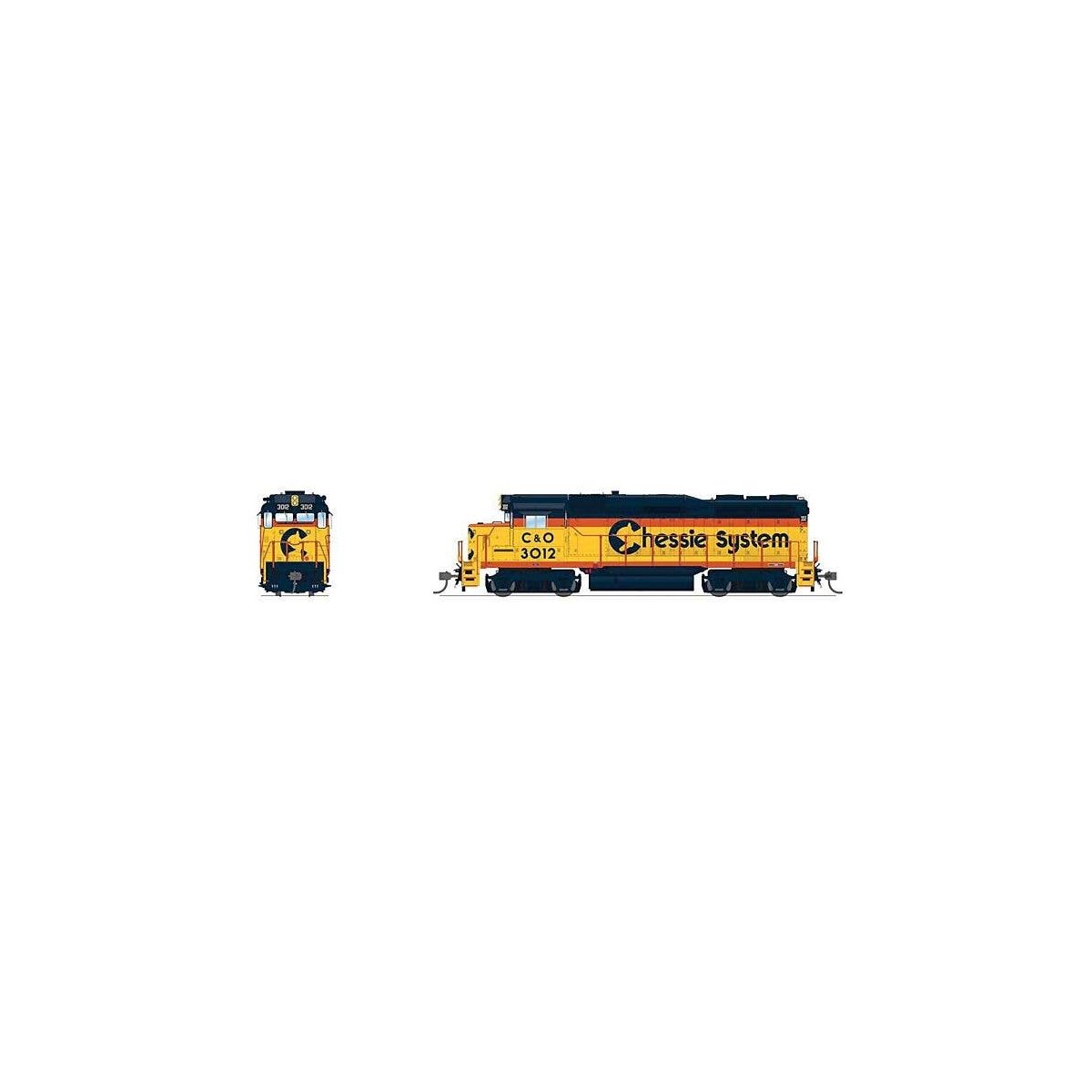 EMD GP30 Low Nose - Standard DC - Stealth -- Chessie System C&O 3007 (yellow, blue, vermillion), HO, Broadway Limited Imports 95