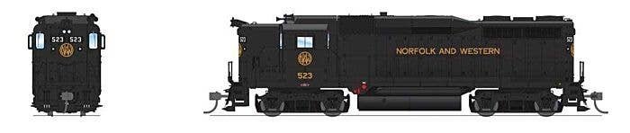 EMD GP30 High Nose - Standard DC - Stealth -- Norfolk & Western 525 (As-Delivered, black, gold, Round N&W Logo), HO, Broadway Li