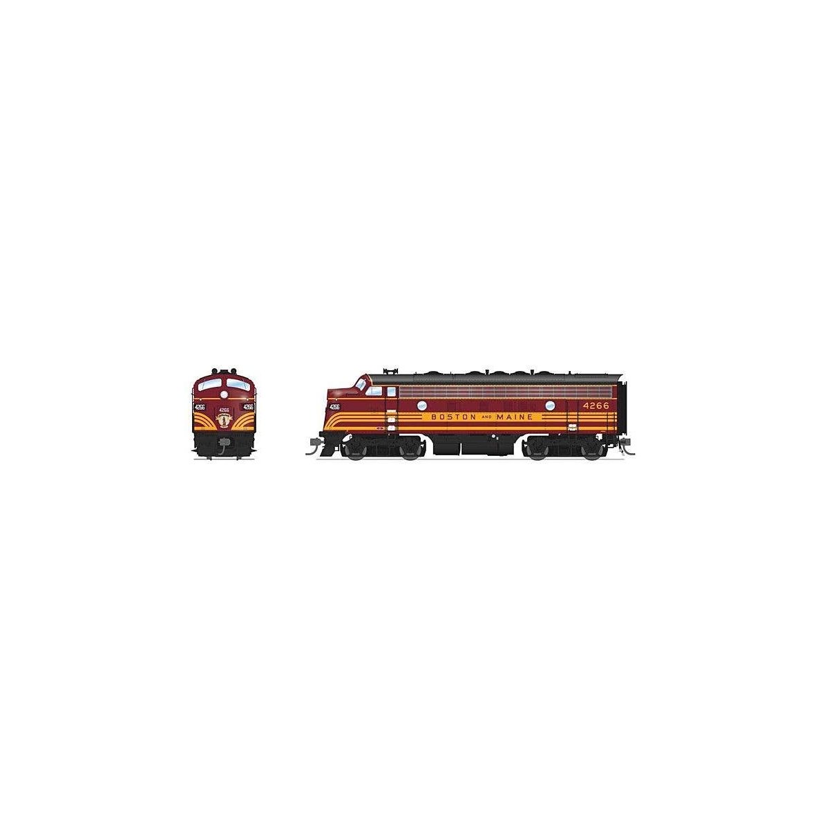 EMD F7A - Sound and DCC - Paragon4(TM) -- Boston & Maine 4268 (maroon, Harvest Gold), HO, Broadway Limited Imports 8201