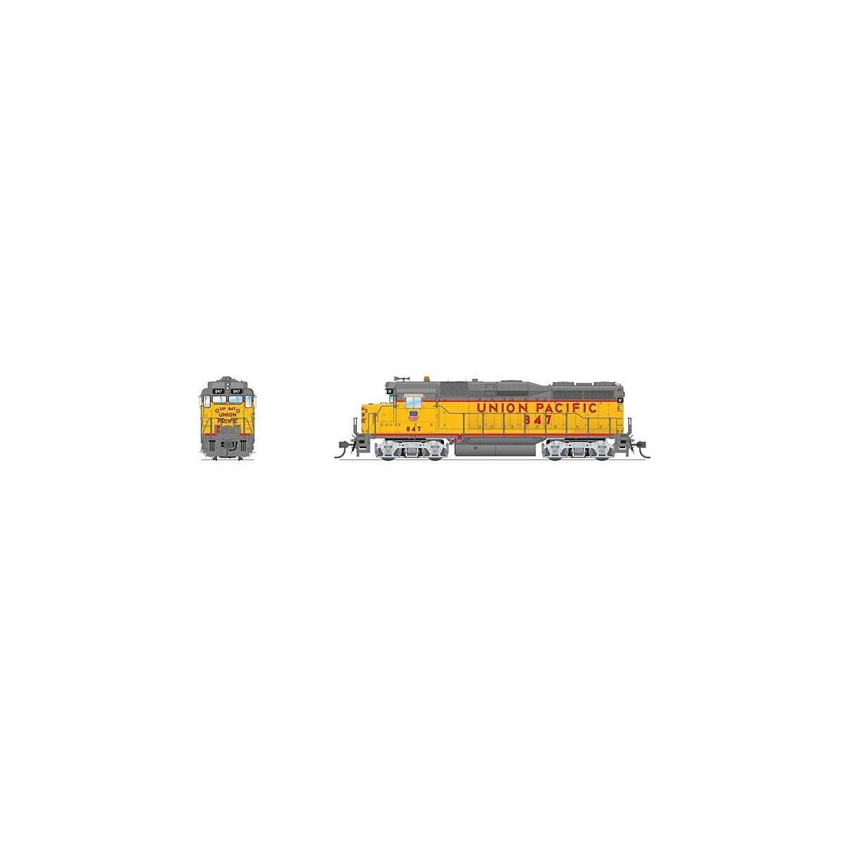 EMD GP30 Low Nose - Standard DC - Stealth -- Union Pacific 850 (Armour Yellow, gray, red), HO, Broadway Limited Imports 9582