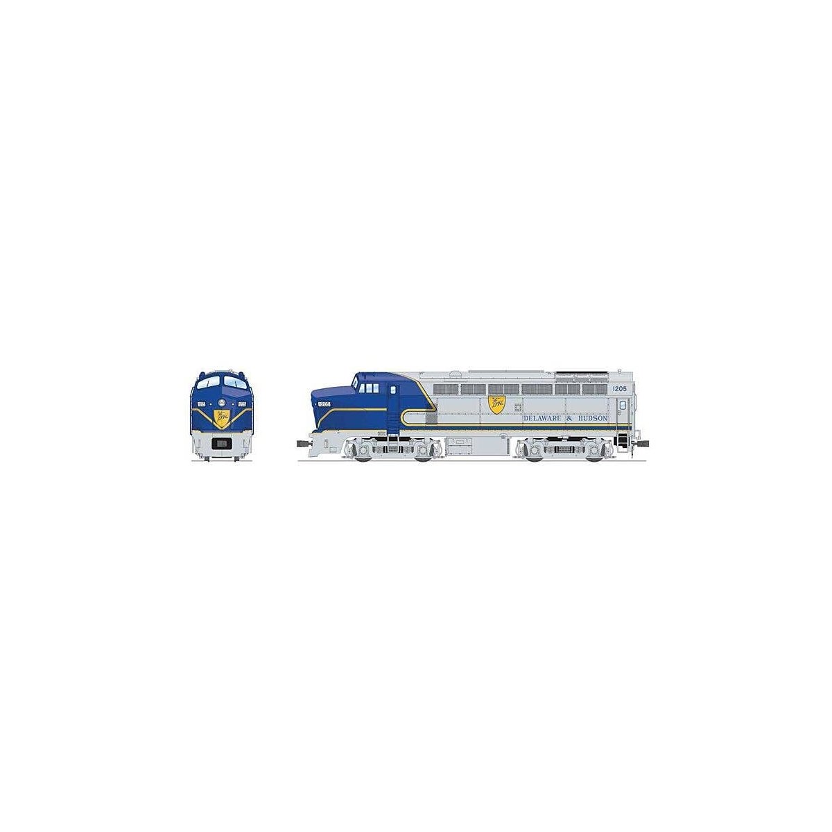 Baldwin RF16A Sharknose A - Sound & DCC - Paragon4(TM) -- Delaware & Hudson 1205 (Warbonnet, silver, blue, yellow), HO, Broadway