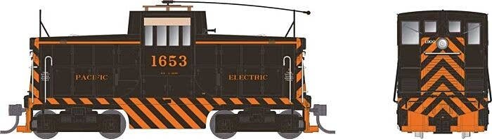 GE 44-Tonner - Sound and DCC -- Pacific Electric Railway 1652 (Tiger Stripe with Trolley Pole, black, orang, HO, Rapido Trains I