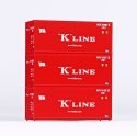 3-Piece Set 20 Container K-Line, HO, PIKO 56220