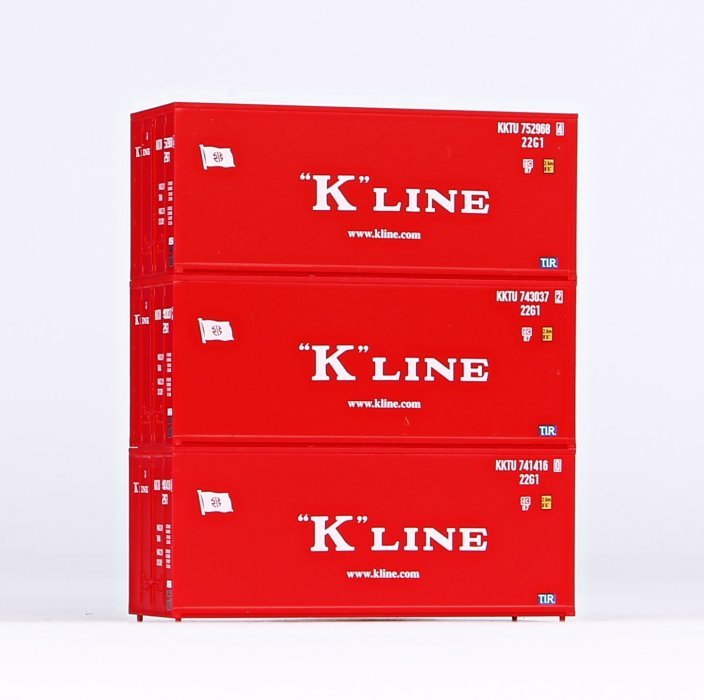 3-Piece Set 20 Container K-Line, HO, PIKO 56220