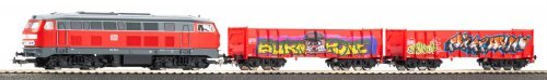Starter Set kids Freight Train BR 218 DB AG with two open Freight Car Eaos, HO, PIKO 57032