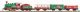 Starter Set Christmal Steam loco+ 3 Coaches, PIKO A-Track w. Railbed, HO, PIKO 57081