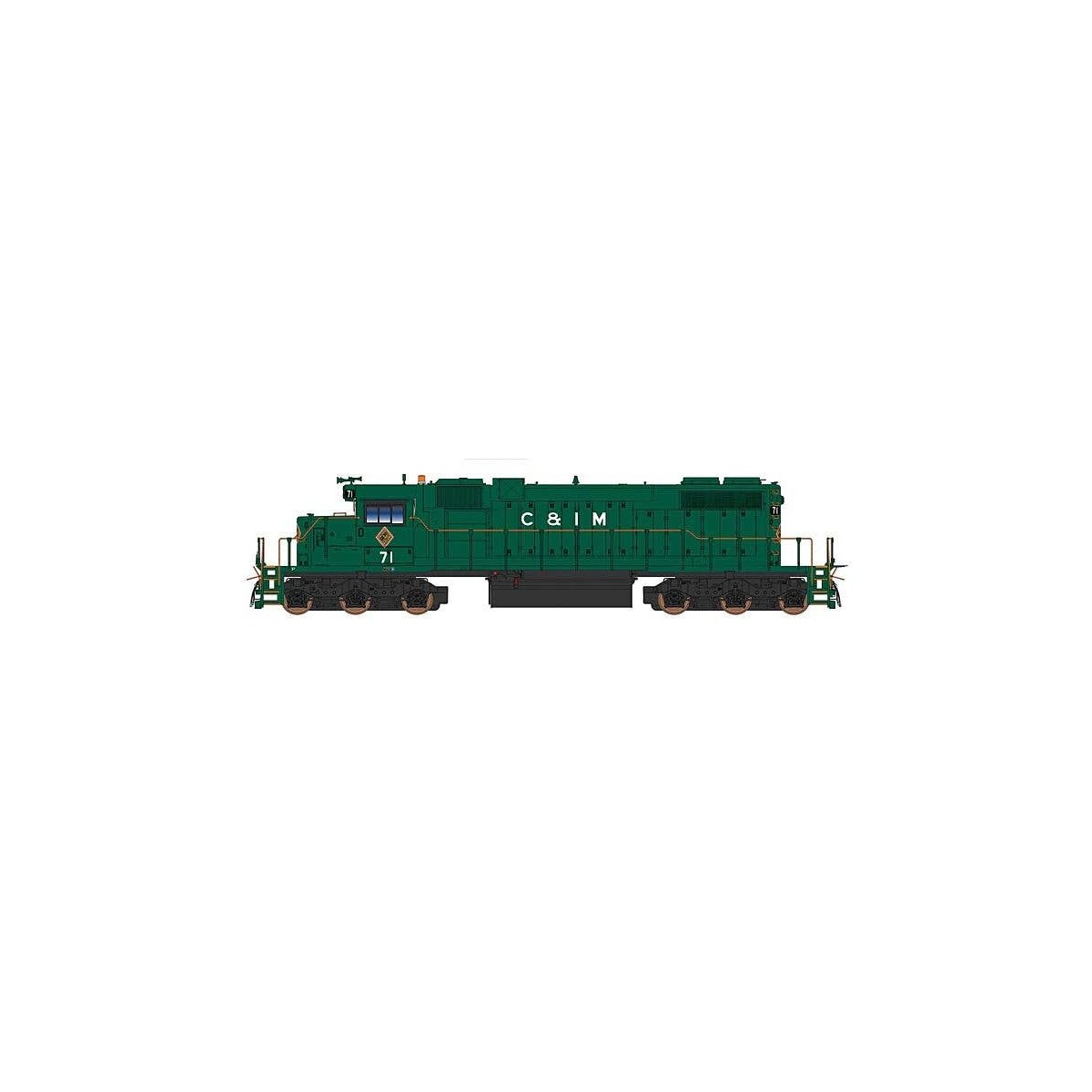 EMD SD38-2 w/Loksound & DCC -- Chicago & Illinois Midland (green, red, white), HO, Intermountain Railway Company 493303S