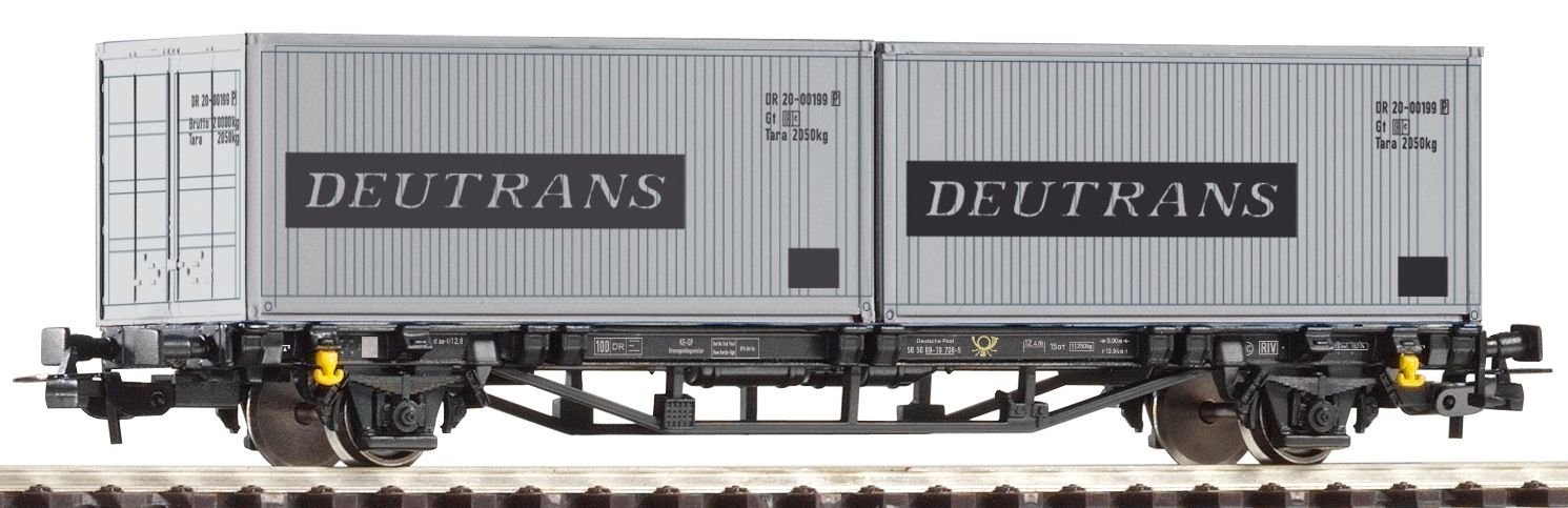 Flatcar w/2x Containers Deutrans DR IV, HO, PIKO 57747